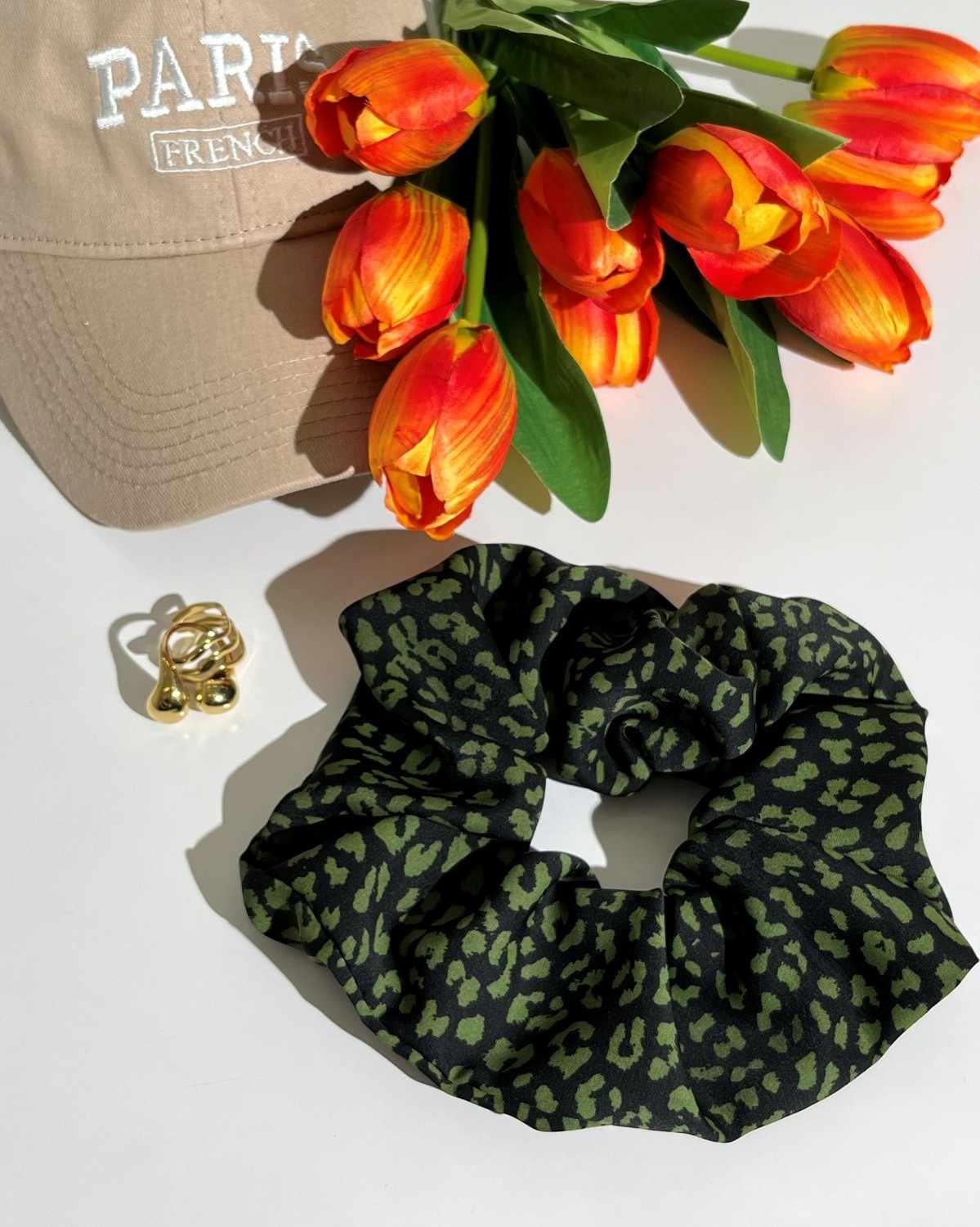 Scrunchie Animal Print Λαδί