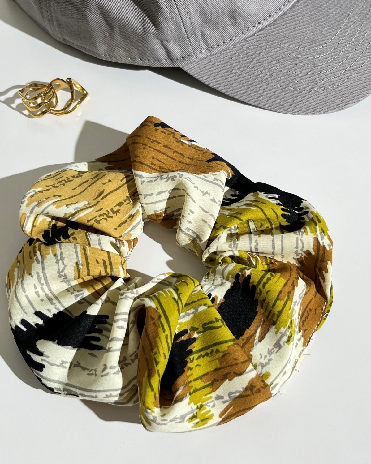 Scrunchie Εμπριμέ Λαδί