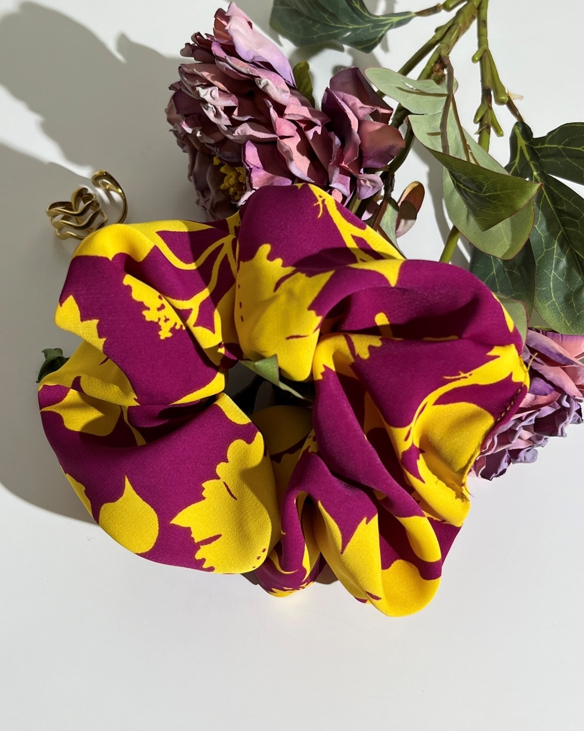 Scrunchie Φλοράλ Κίτρινο