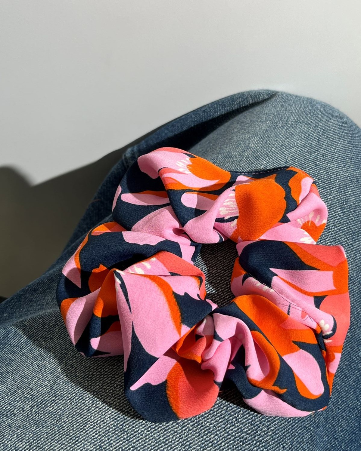 Scrunchie Φλοράλ Πορτοκαλί