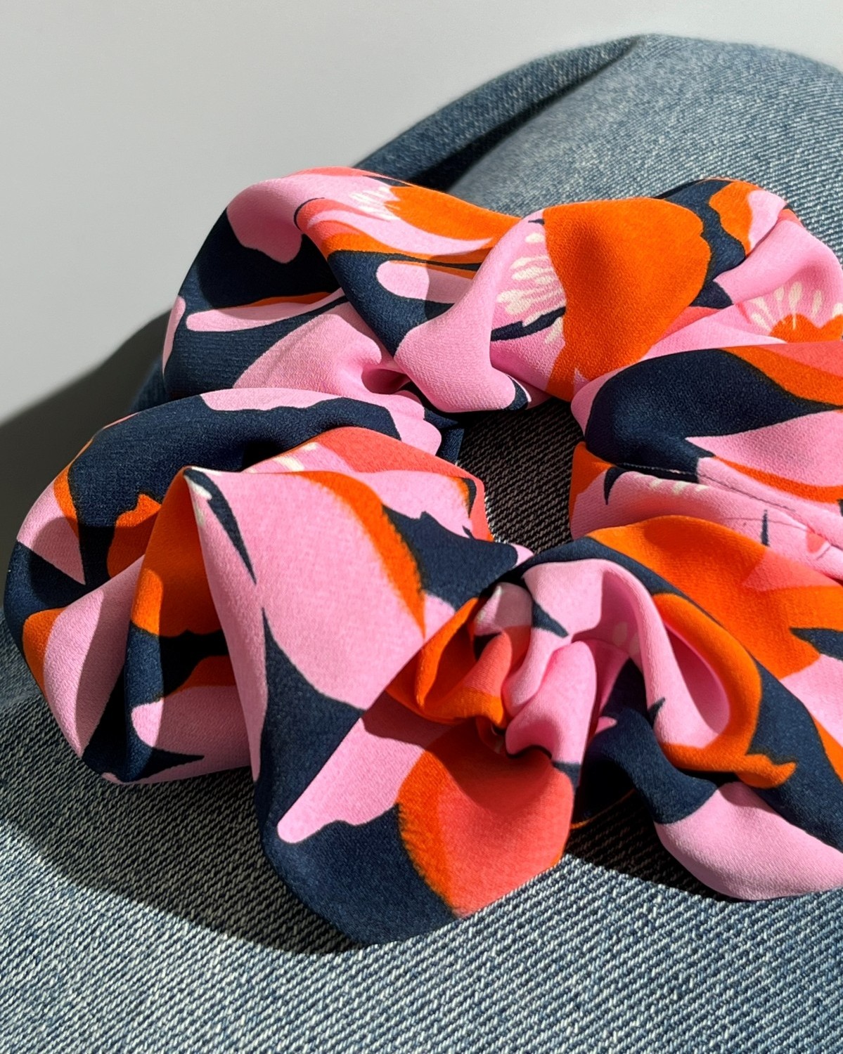 Scrunchie Φλοράλ Πορτοκαλί