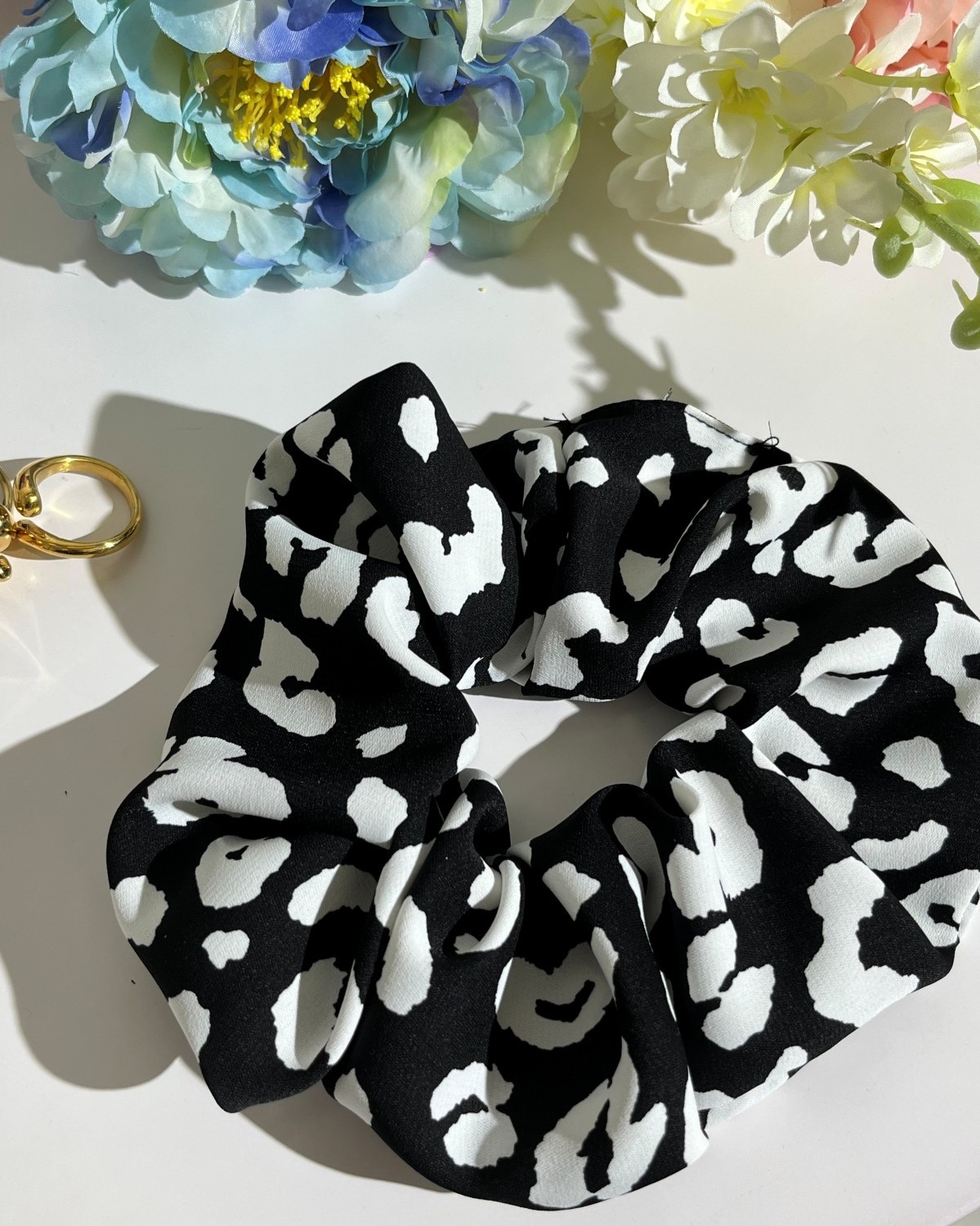 Scrunchie Animal Print Ασπρόμαυρο