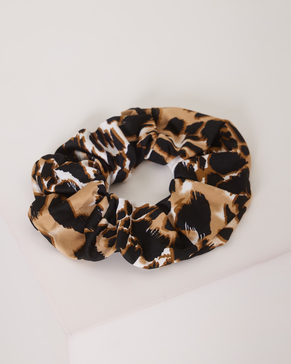 Scrunchie Βισκόζ Λεοπάρ Μπεζ Σκούρο