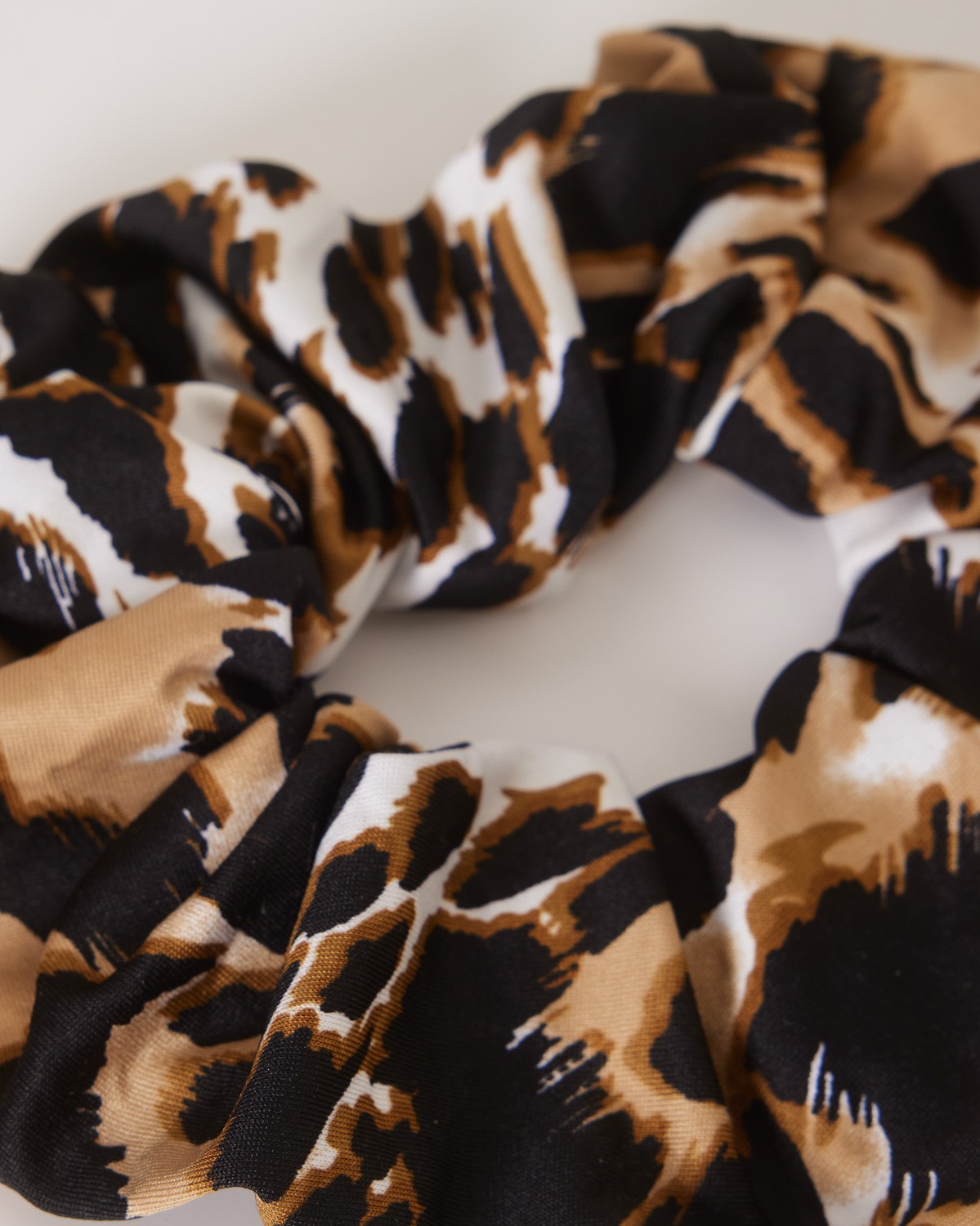 Scrunchie Βισκόζ Λεοπάρ Μπεζ Σκούρο