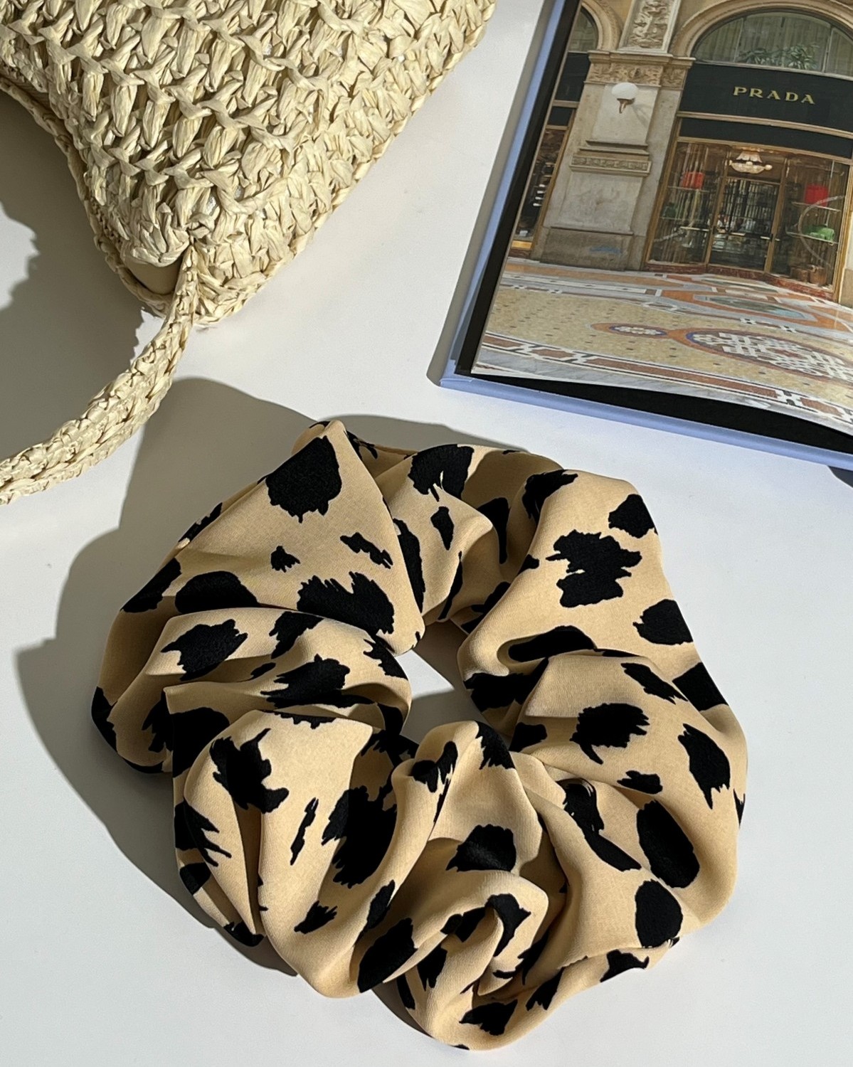 Scrunchie Animal Print Μπεζ Ανοιχτό