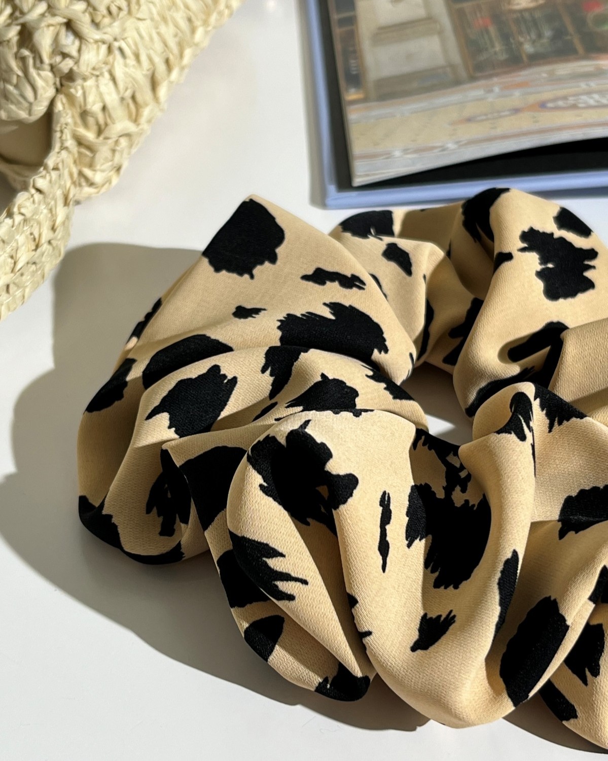 Scrunchie Animal Print Μπεζ Ανοιχτό