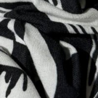 Scrunchie Βισκόζ Φλοράλ Ασπρόμαυρο