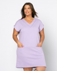 Sukienka typu bluza V, kolor liliowy