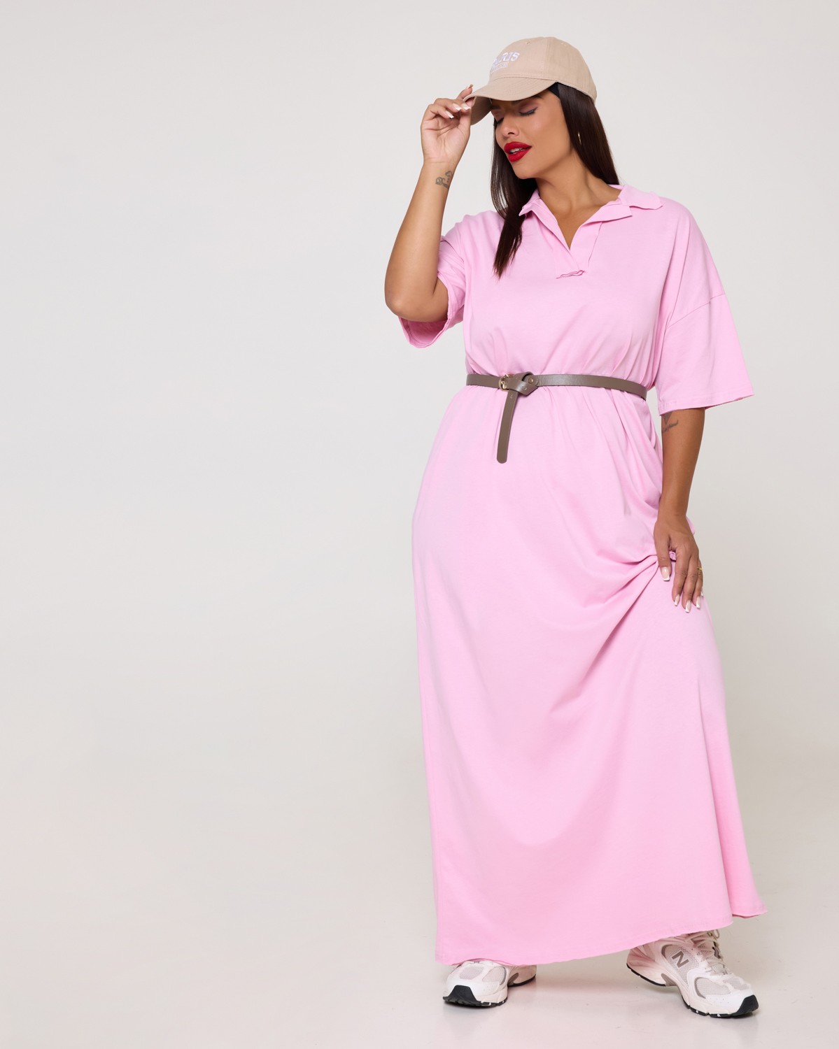 Φόρεμα Με V Και Γιακά Baby Pink