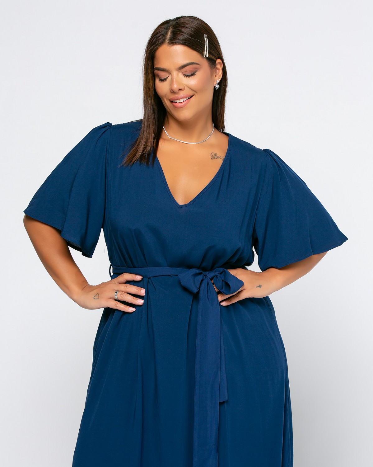 Venezia Dress, kolor ciemny błękit popielaty