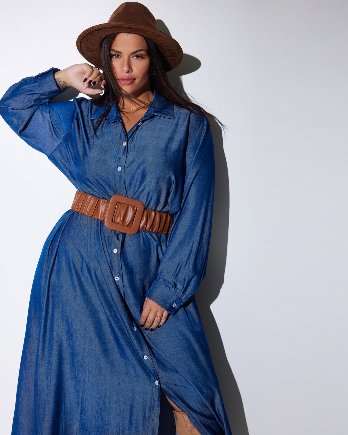 Φόρεμα Με Γιακά Εφέ Jean Dark Blue