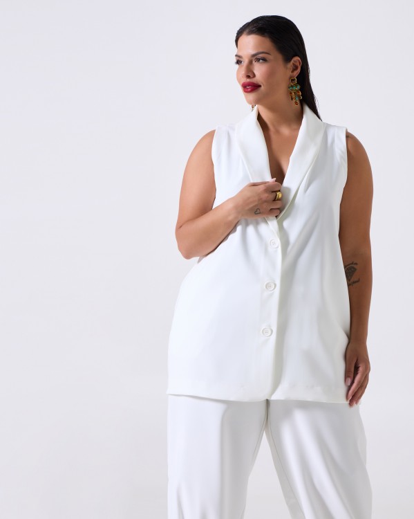 Γιλέκο Με Κουμπιά Off White