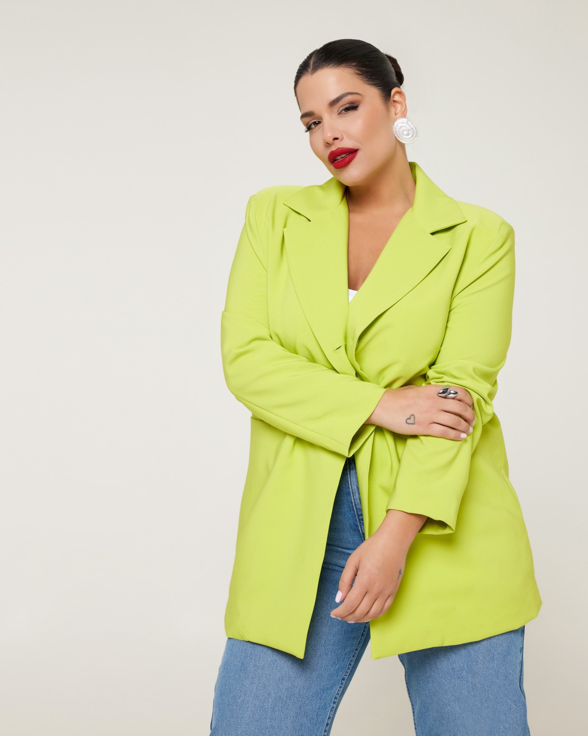 Σακάκι Με Φόδρα Και Βάτες Lime Neon