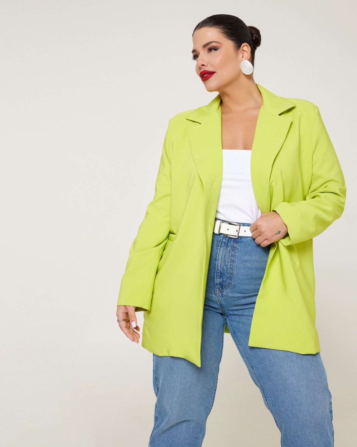 Σακάκι Με Φόδρα Και Βάτες Lime Neon