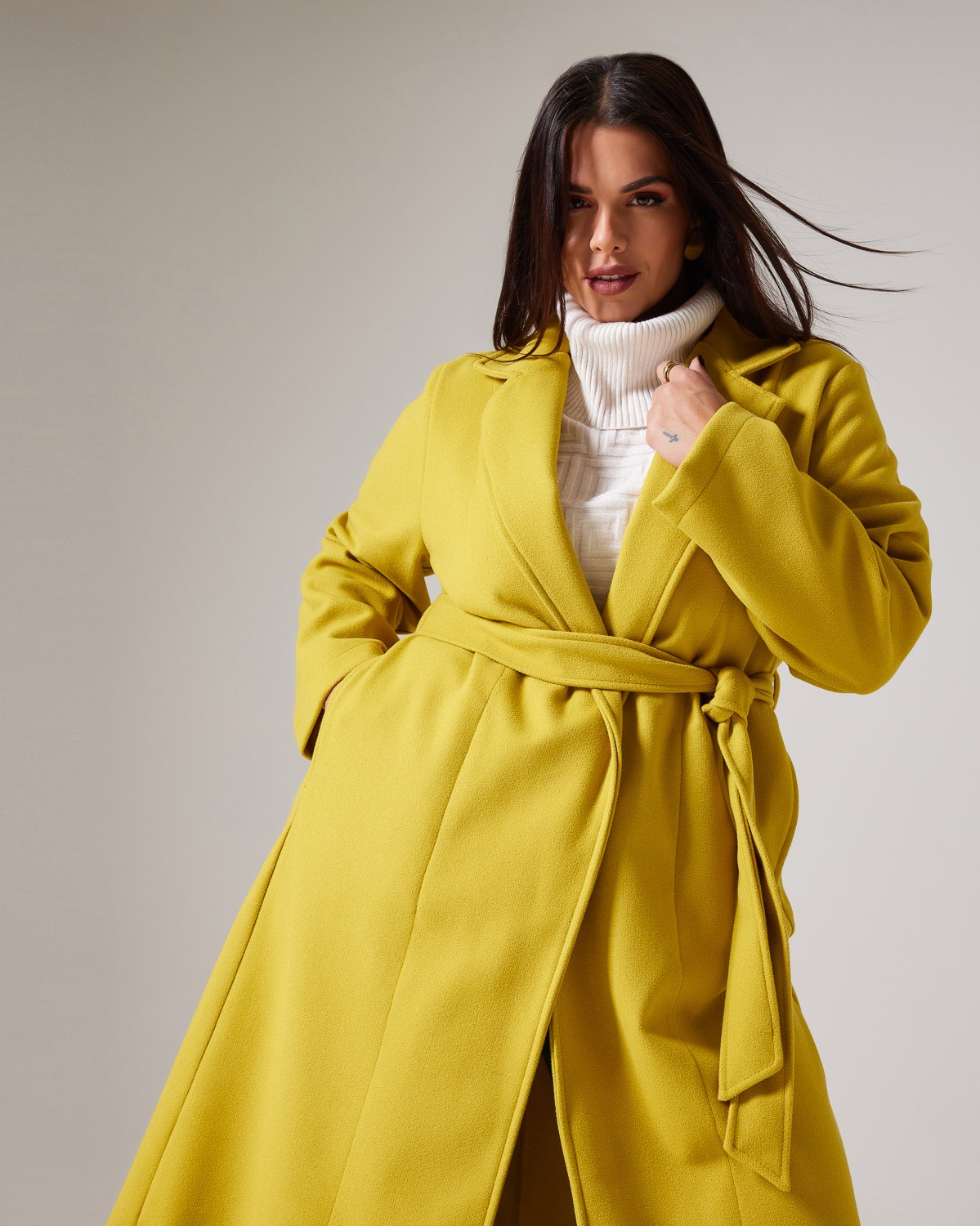 Παλτό Με Τσέπες Lime-Yellow
