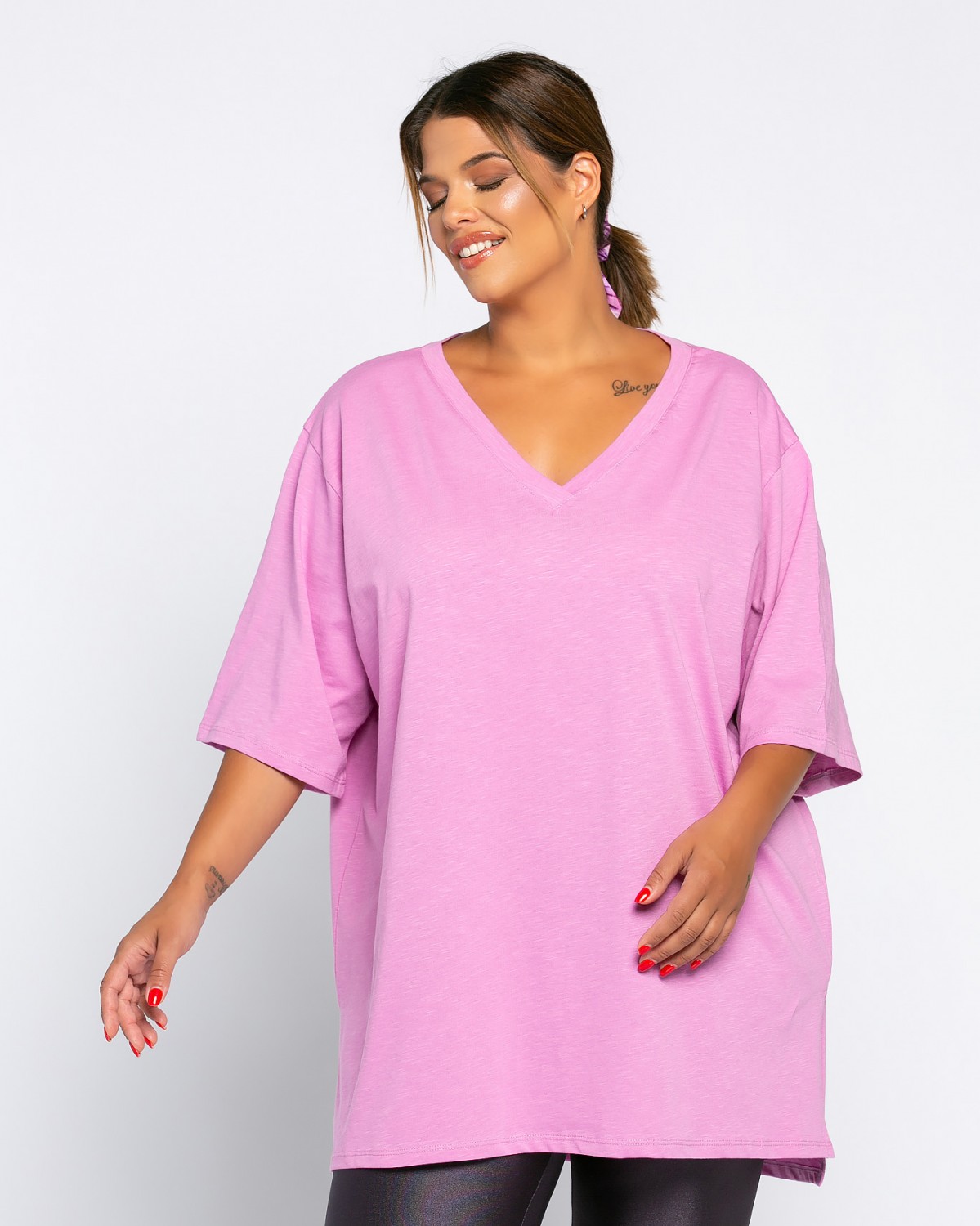 Oversize Τ-Shirt, kolor purple pink