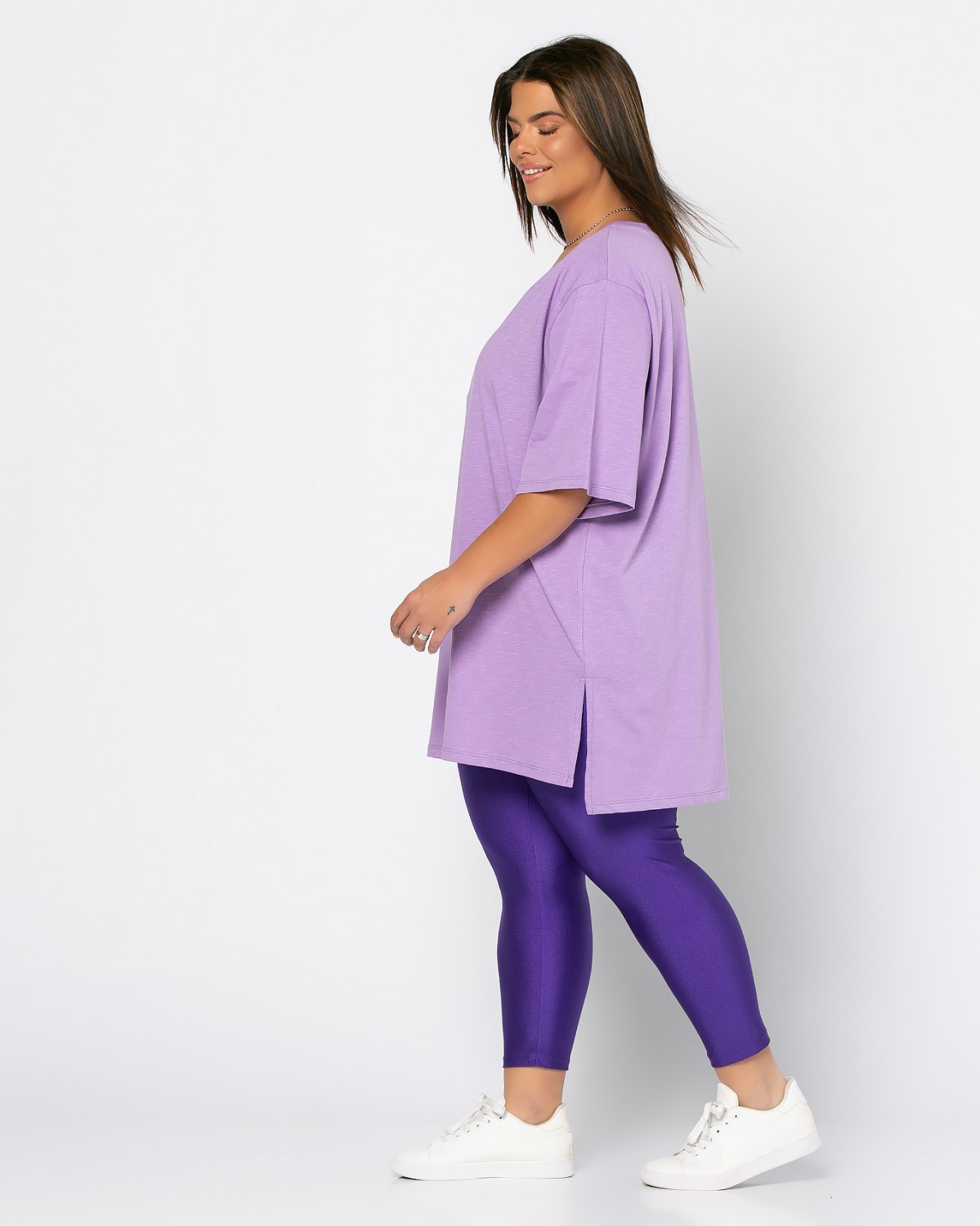 Oversize Τ-Shirt, kolor ciemny fioletowy