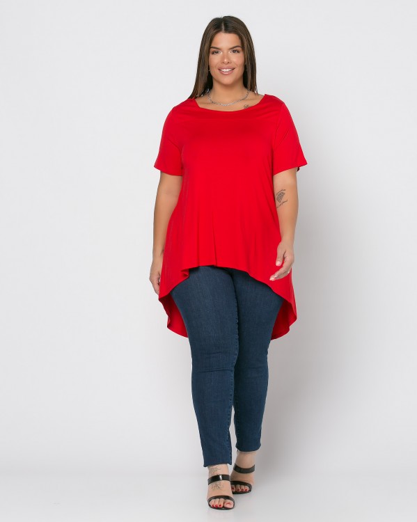 Asymetryczny Τ-Shirt, kolor czerwony