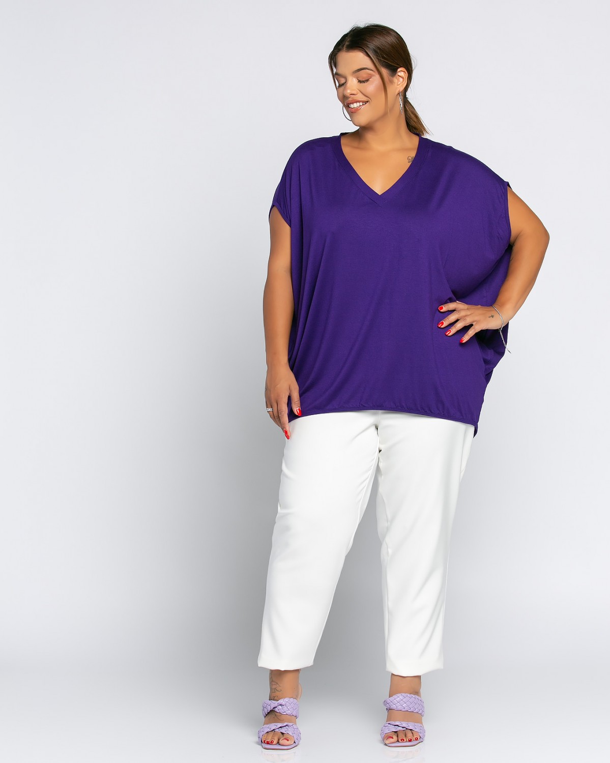 Veronika T-Shirt V, kolor purpurowy