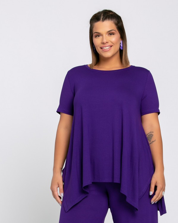 Τ-Shirt z wydłużeniami, kolor purpurowy