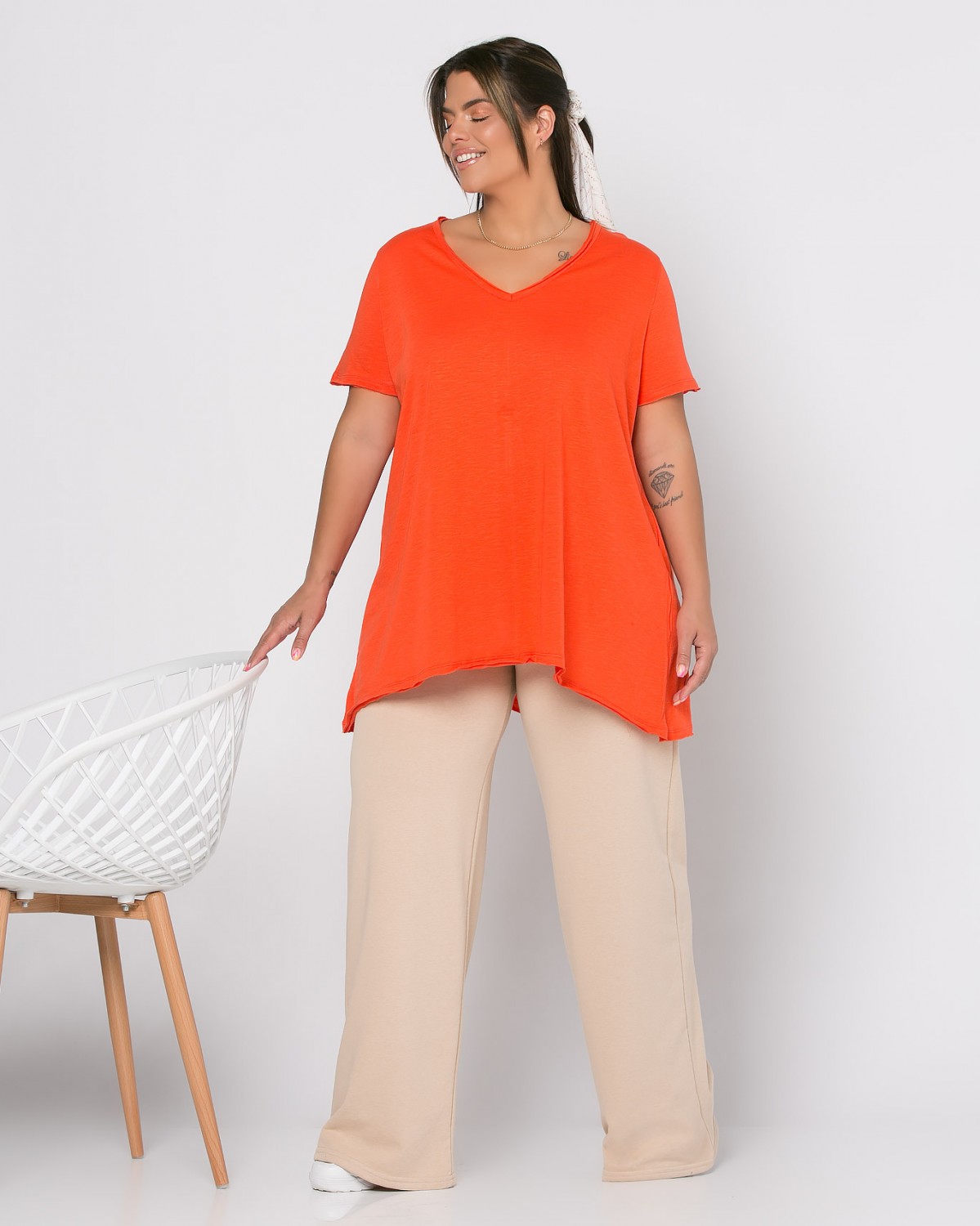 Τ-Shirt V, kolor pomarańczowy