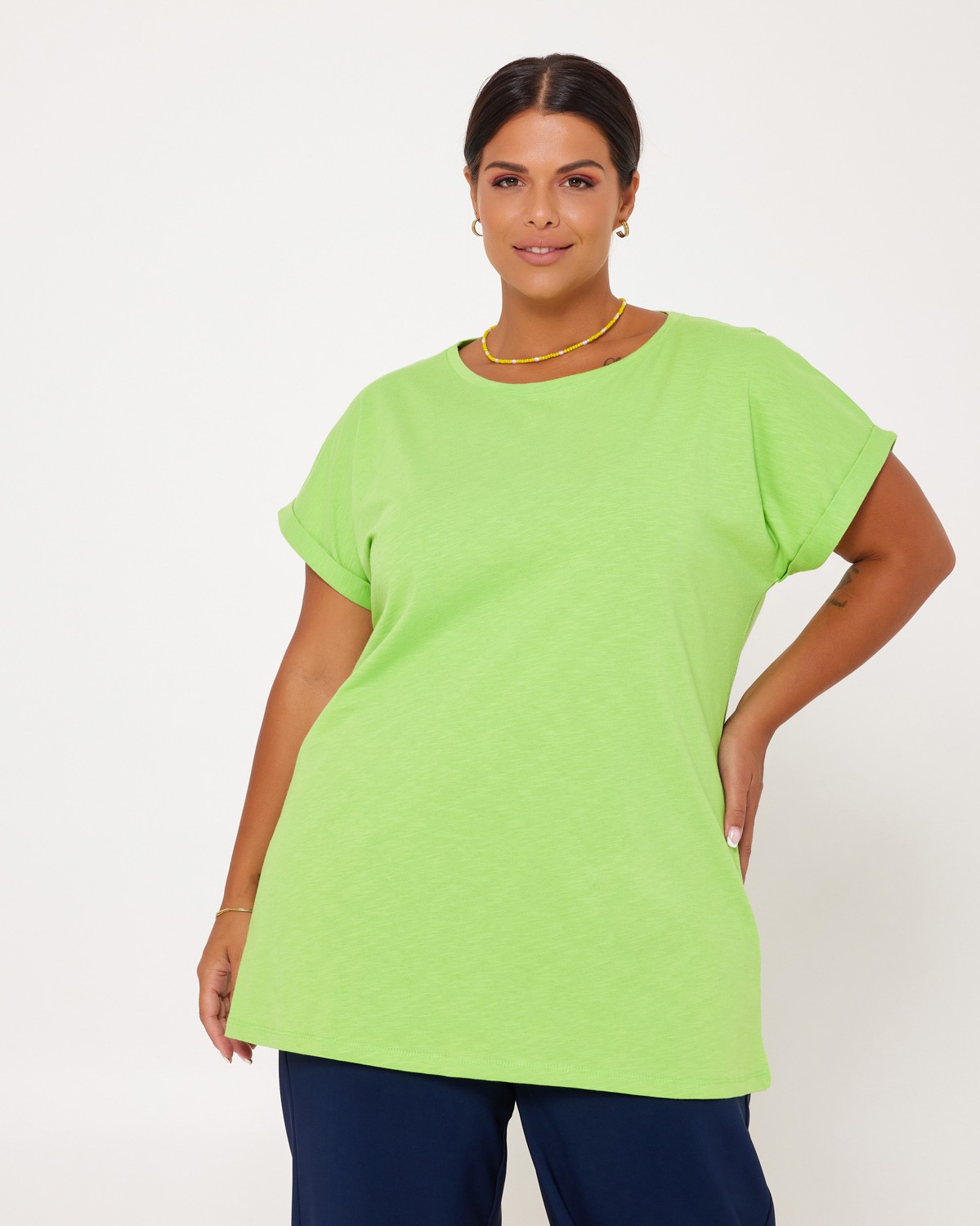 Τ-Shirt Με Ρεβέρ Lime