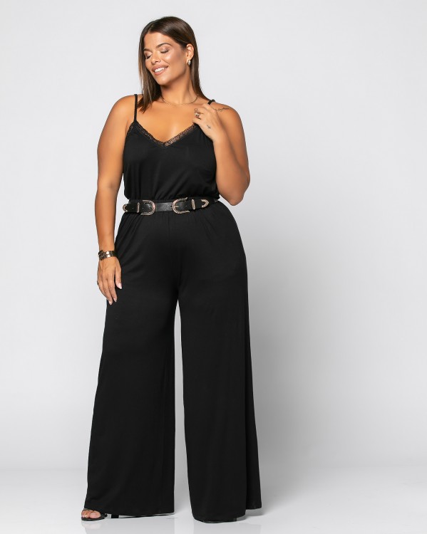 Szerokie spodnie z wiskozy, kolor czarny