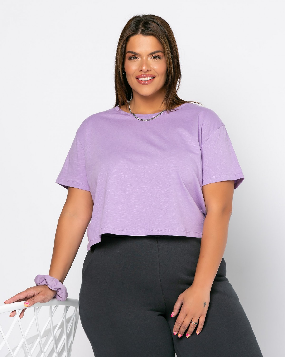 Εlena T-Shirt, kolor ciemny liliowy