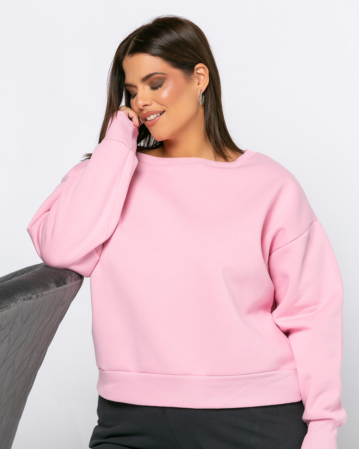 Cropped μπλούζα φούτερ bubblegum pink