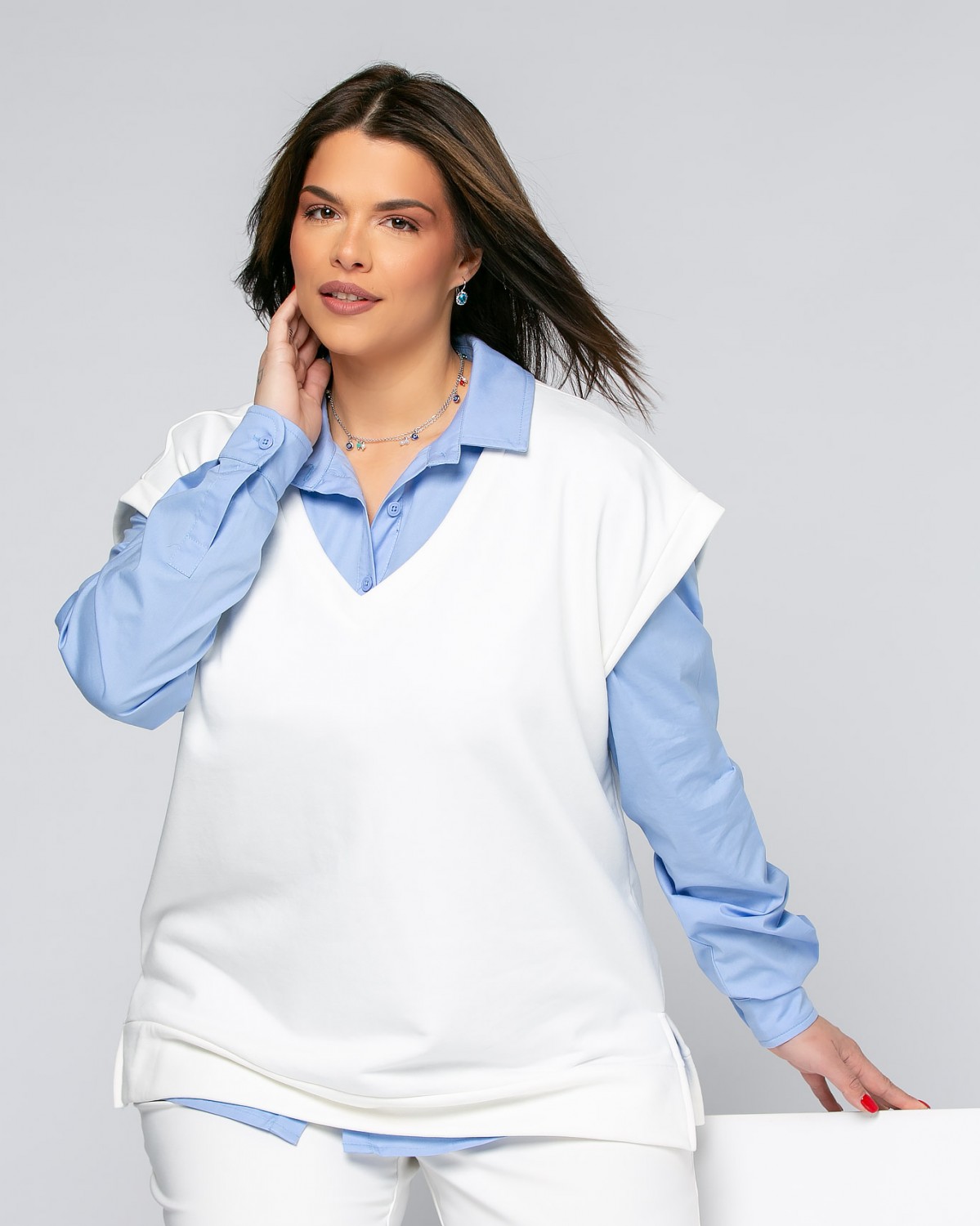 Bluza bezrękawnik, kolor off-white