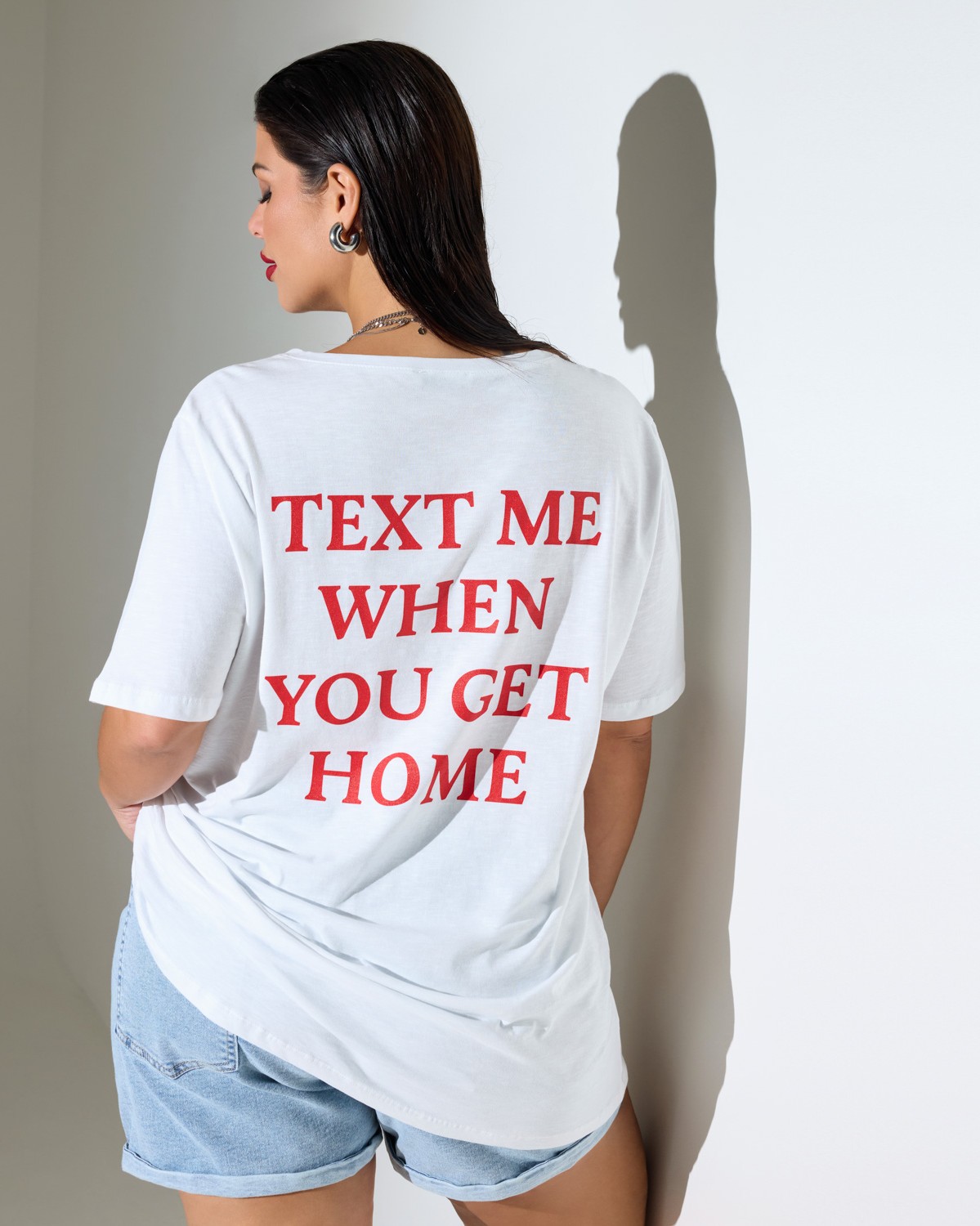 Τ-Shirt Βαμβακερό "Text Me" Λευκό