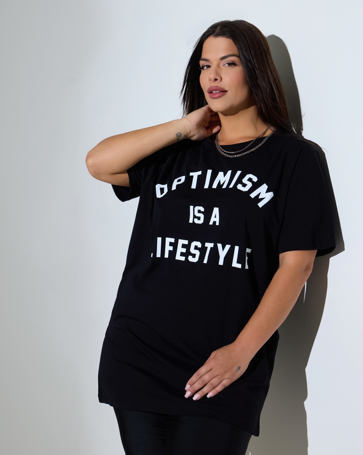Τ-Shirt Βαμβακερό "Optimism Is A Lifestyle" Μαύρο