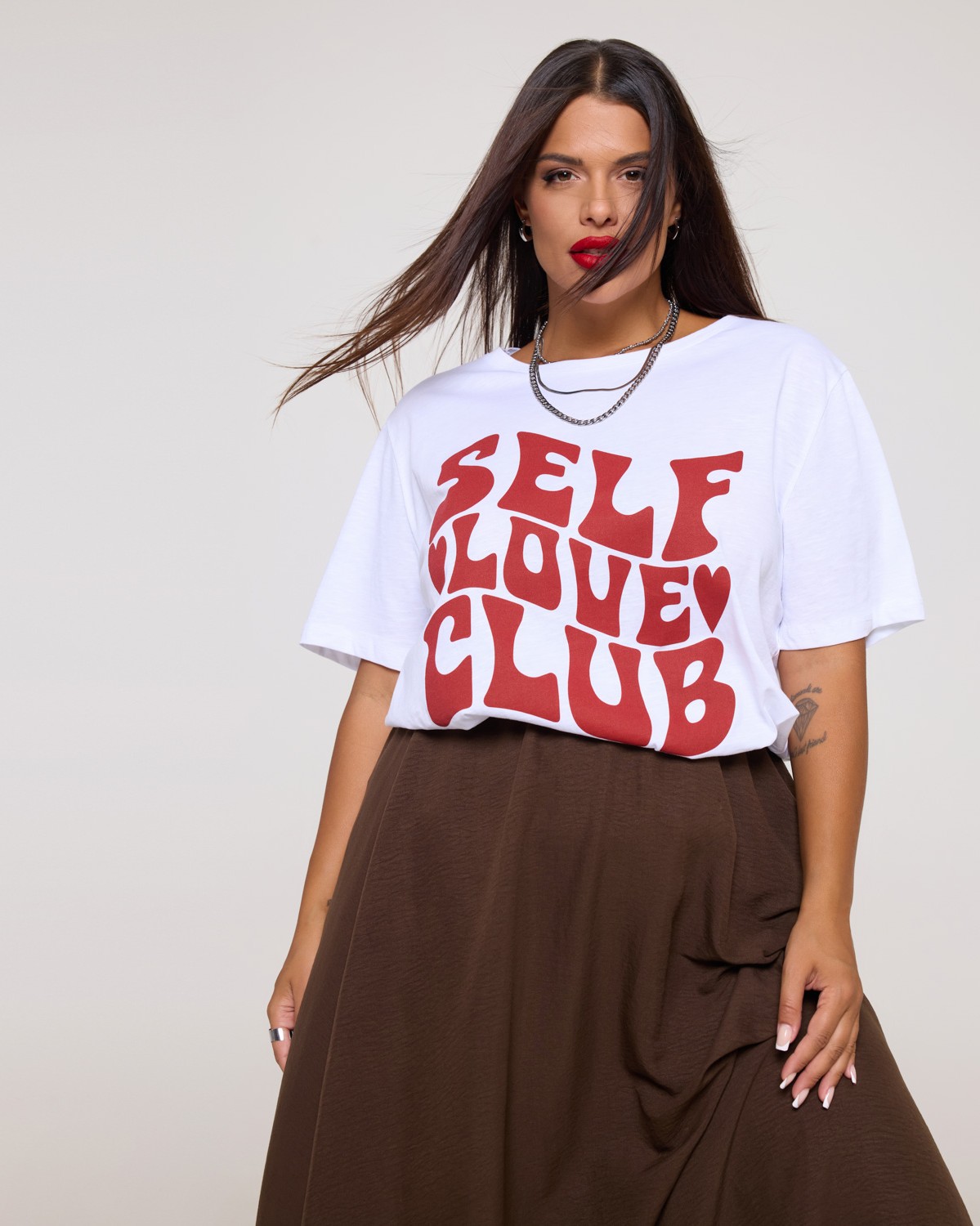 Τ-Shirt Βαμβακερό "Self Love Club" Λευκό