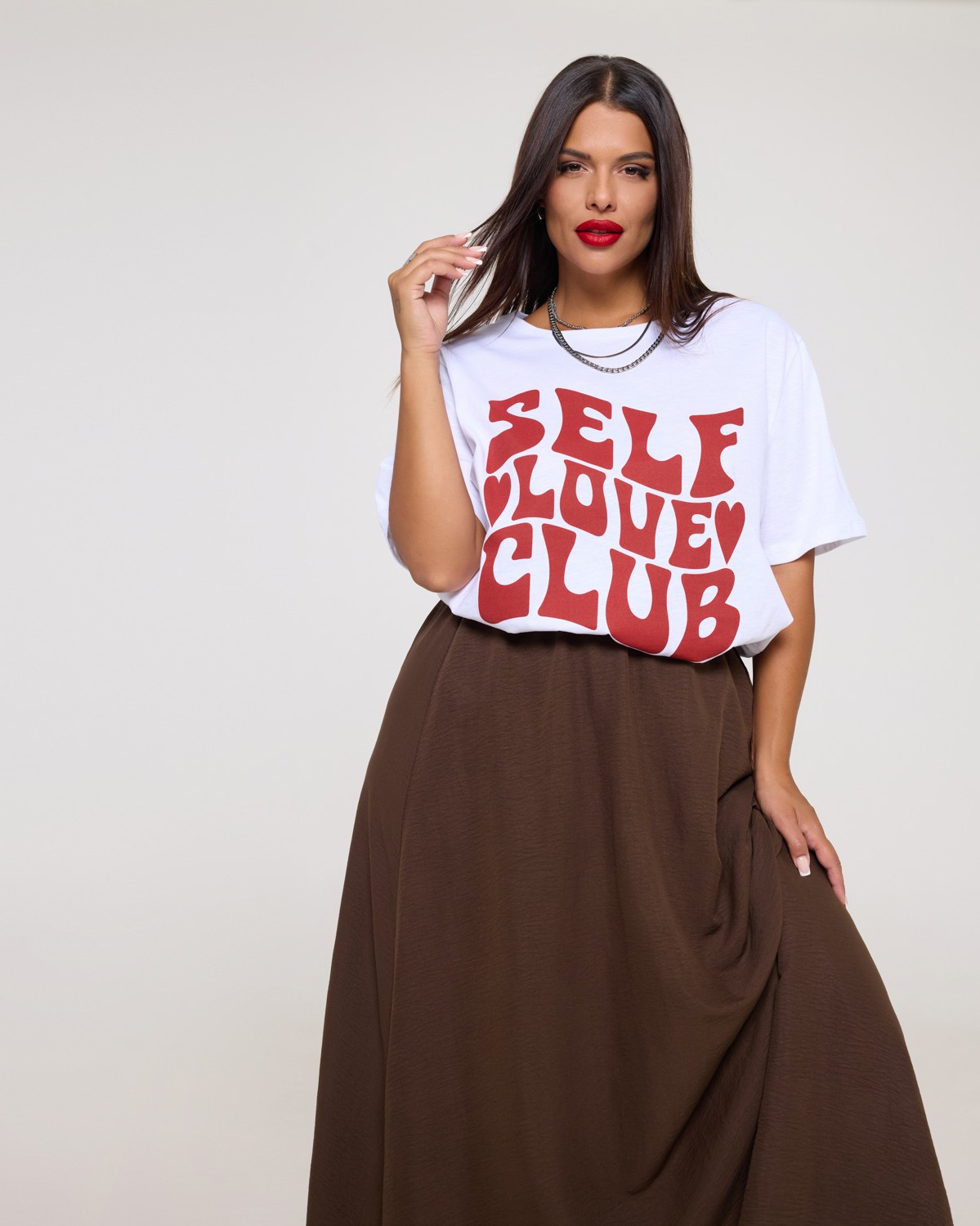 Τ-Shirt Βαμβακερό "Self Love Club" Λευκό