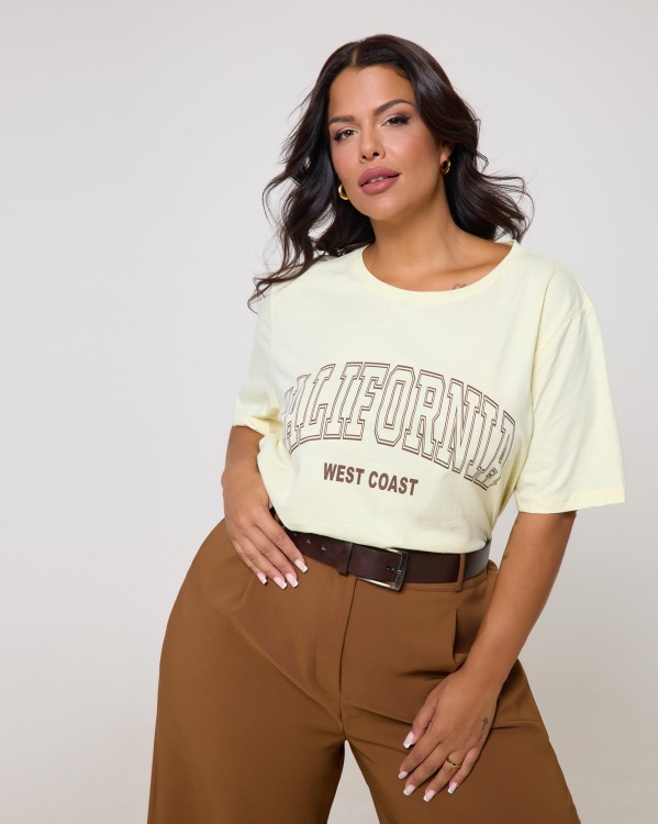 Τ-Shirt Βαμβακερό "California" Λεμονί