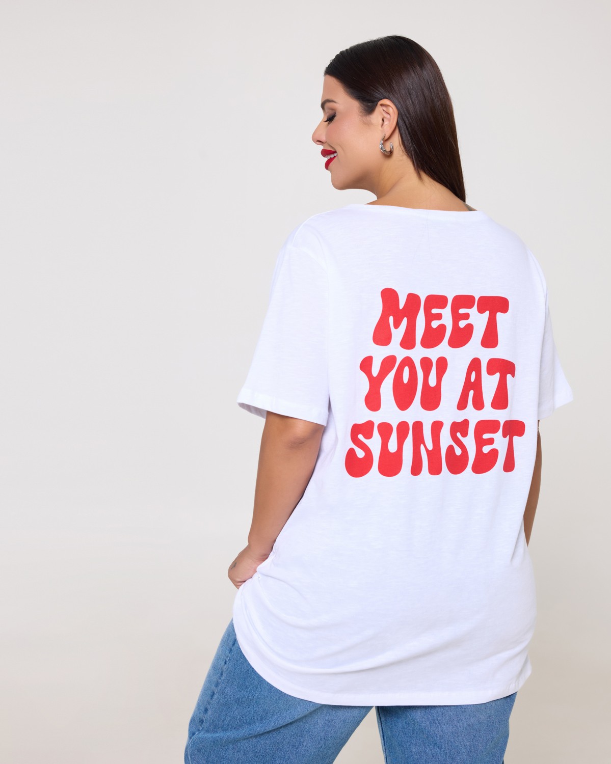 Τ-Shirt Βαμβακερό Με Κόκκινο "Meet You At Sunset"
