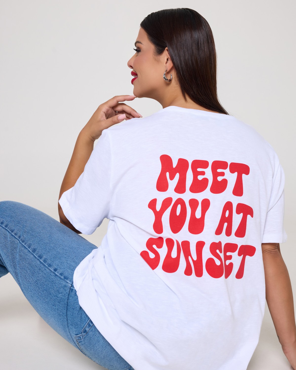 Τ-Shirt Βαμβακερό Με Κόκκινο "Meet You At Sunset"