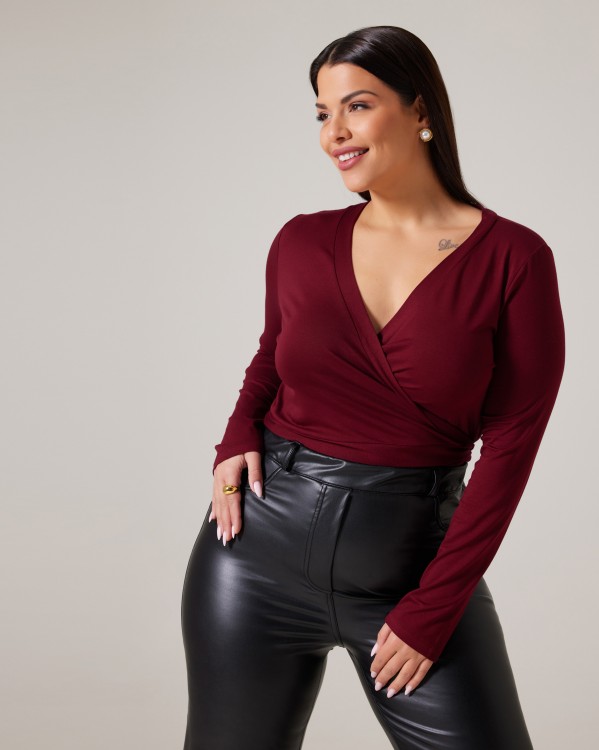 Crop Top Κρουαζέ Μπορντώ