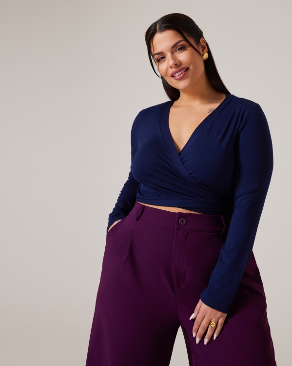 Crop Top Κρουαζέ Μπλε Νύχτας