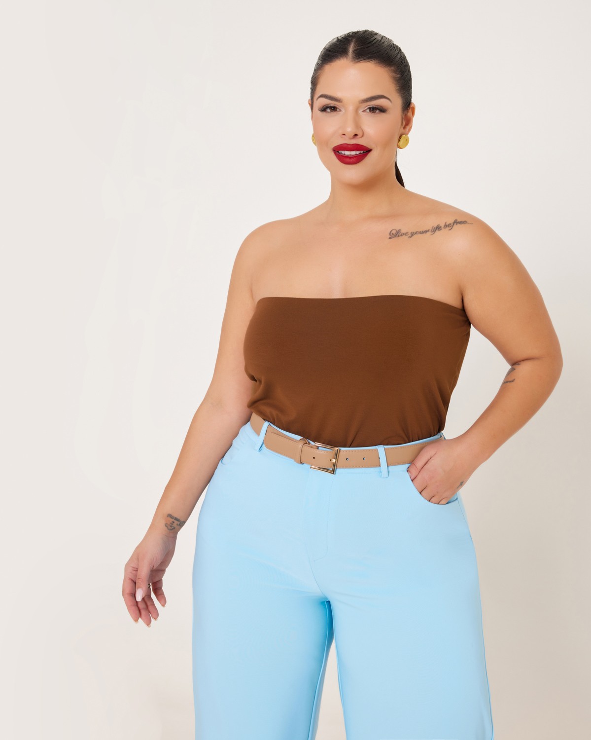 Μπλούζα Στράπλες Brown