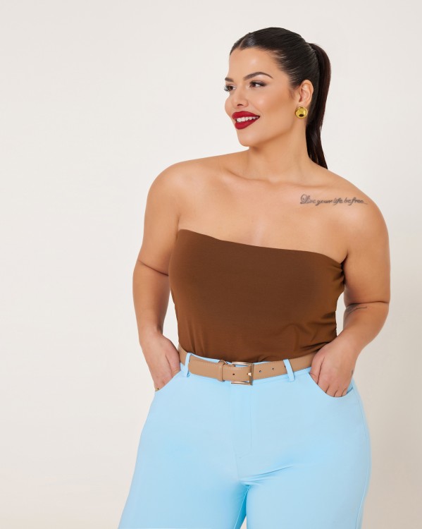 Μπλούζα Στράπλες Brown