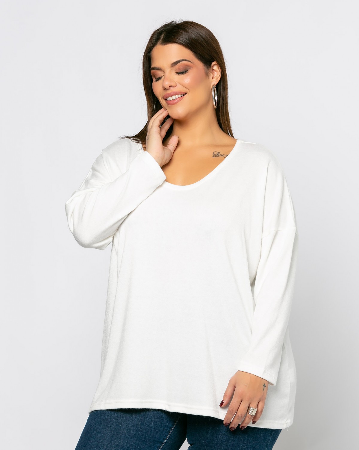 Sweterkowa bluza, kolor off-white