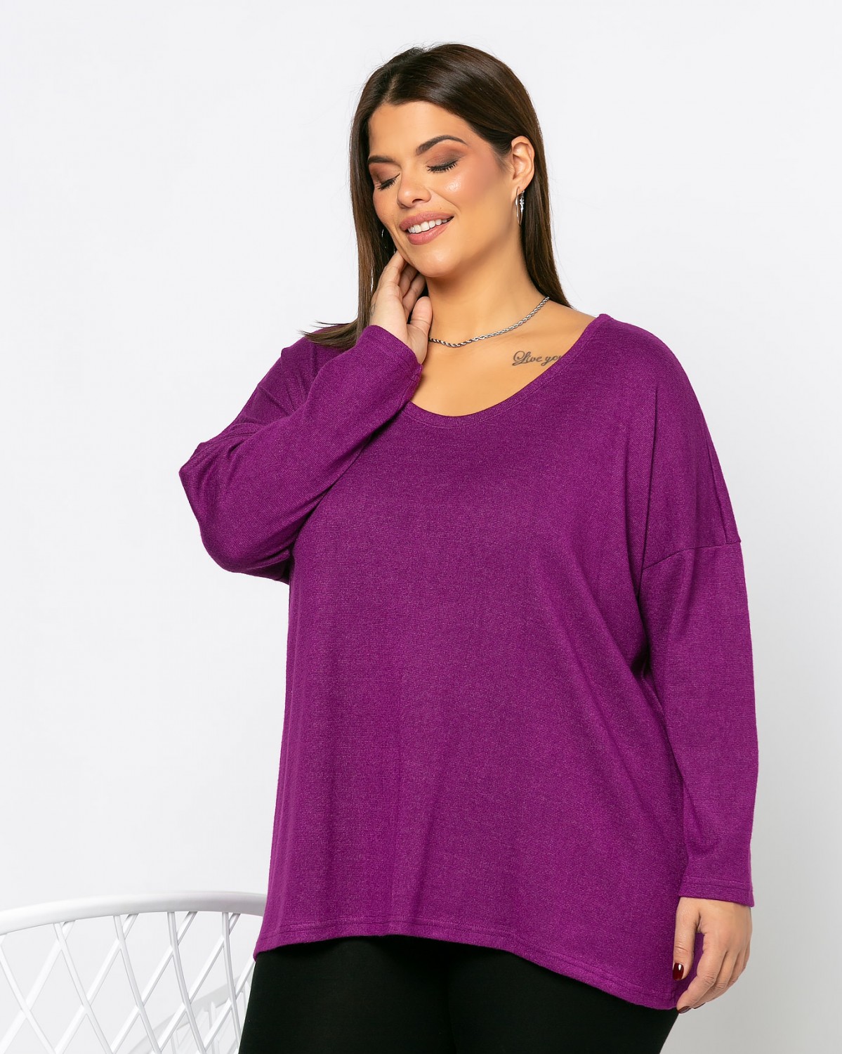 Sweterkowa bluza, kolor fioletowy