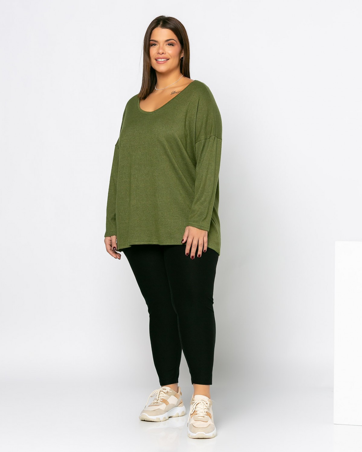 Sweterkowa bluza, kolor oliwkowy