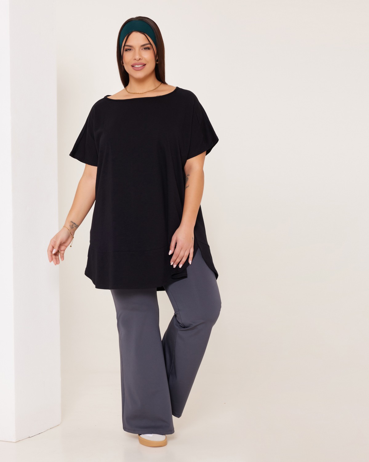 Τ-Shirt Βαμβακερό Oversize Με Ραφές Μαύρο