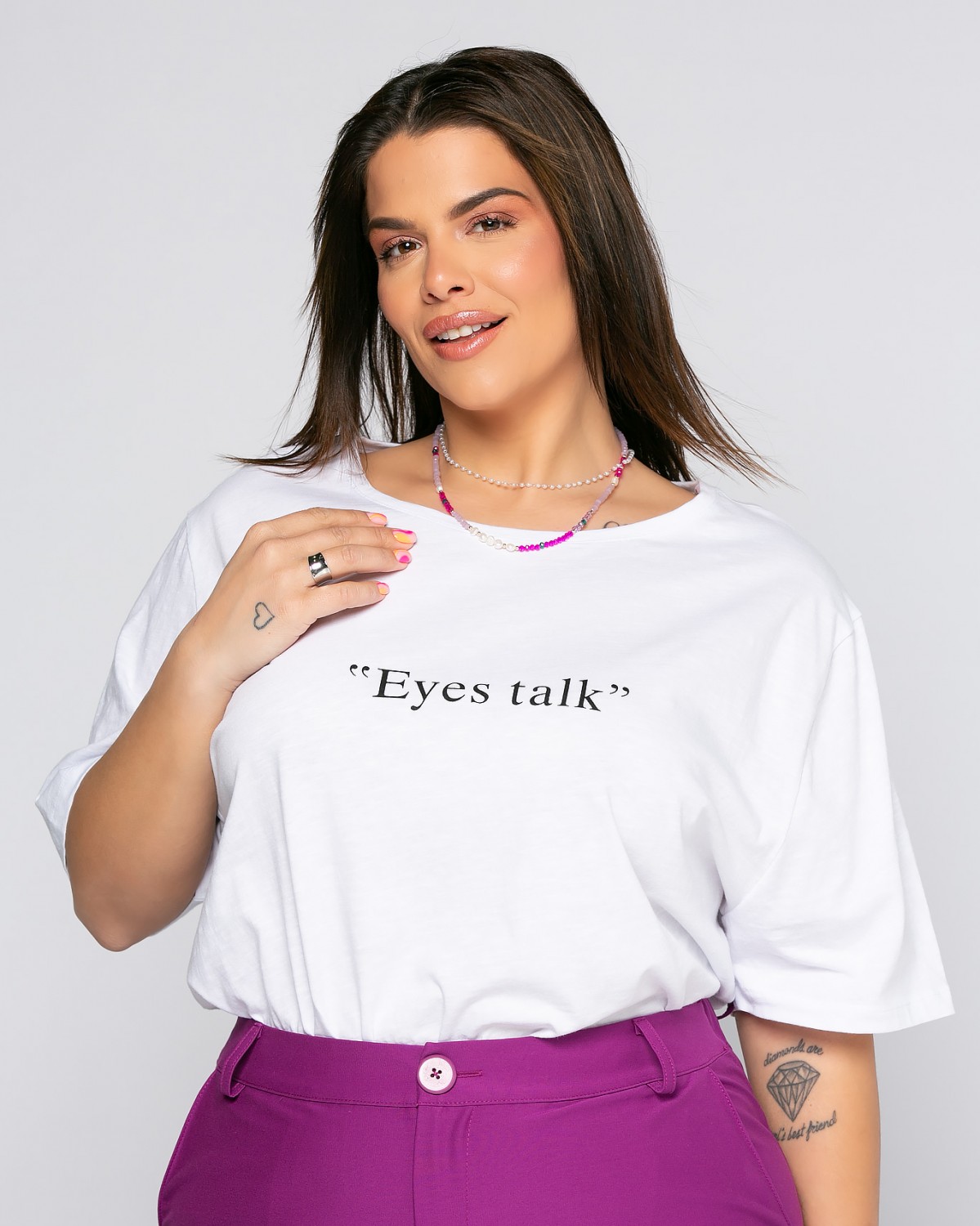 T-Shirt Eyes Talk, kolor biały