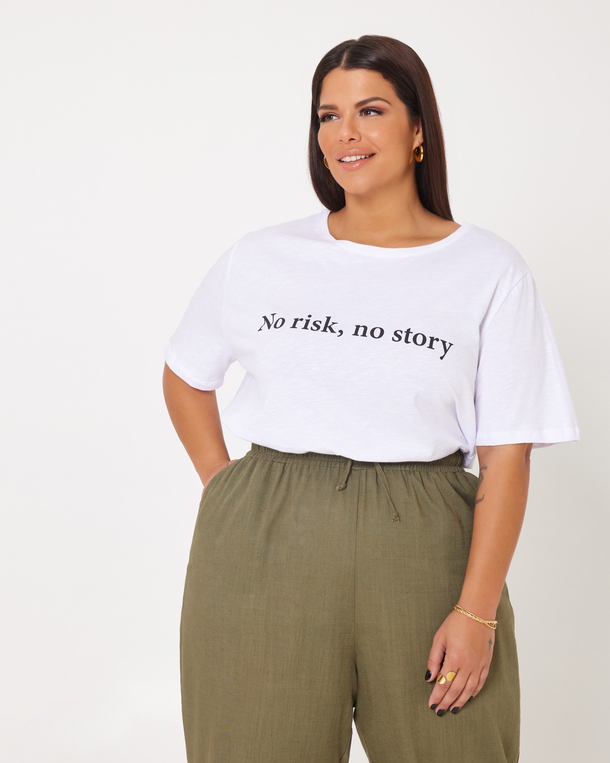 Τ-Shirt "No risk, No story" Λευκό
