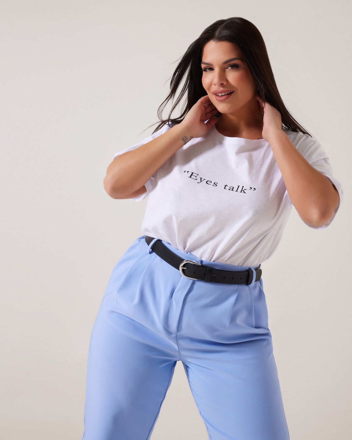 T-Shirt Βαμβακερό "Eyes Talk" Λευκό
