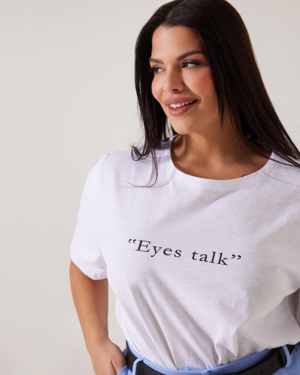 T-Shirt Βαμβακερό "Eyes Talk" Λευκό