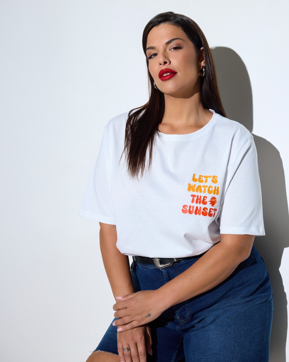 T-Shirt Βαμβακερό "Let's Watch The Sunset" Λευκό
